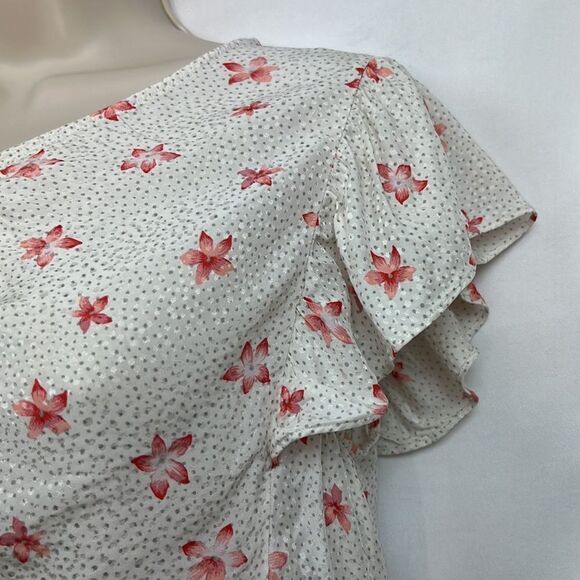 Rebecca Taylor Floral Flutter sleeve blouse EUC - Picture 5 of 10